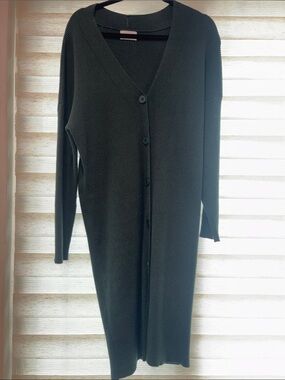 Recollections Dark Green Long Knit Cardigan Dress